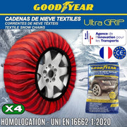 Goodyear Jeu de 4 Chaînes à Neige en Textile pour Voitures Ultra GRIP (Taille de S à XL - Pour jantes de 14 à 22)